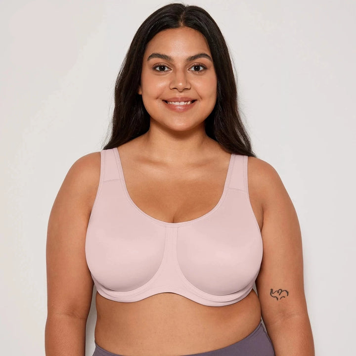 Keyla Underwire Sports Bra| C-G Cup| Pink - Lotus Grey