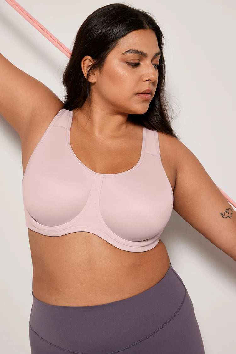 Keyla Underwire Sports Bra| C-G Cup| Pink - Lotus Grey