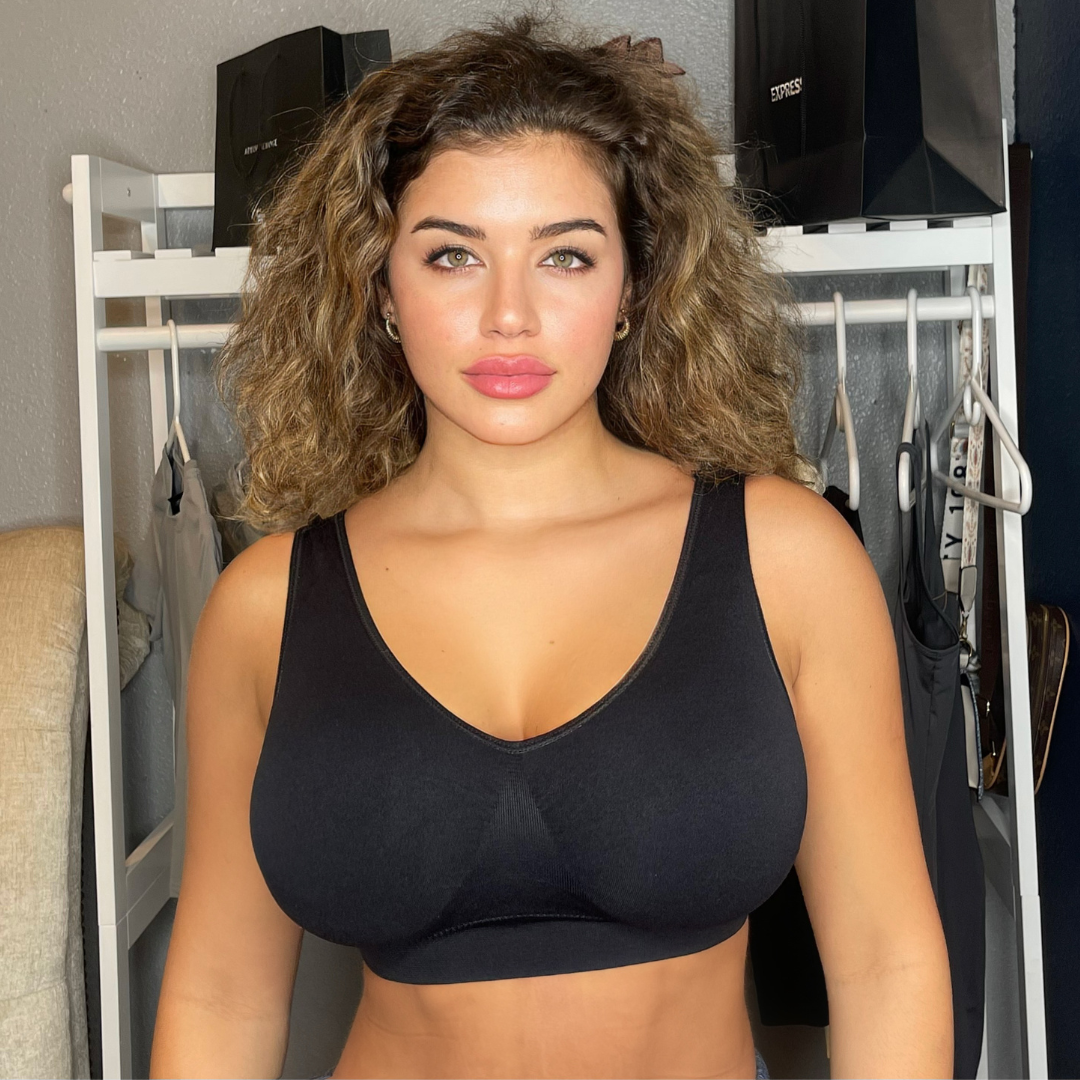 Bras for Large Breasted Women Full-Coverage Wirefree Bralette Bra  Breathable Back Smoothing Bra Deep Cup Bra for Older Women