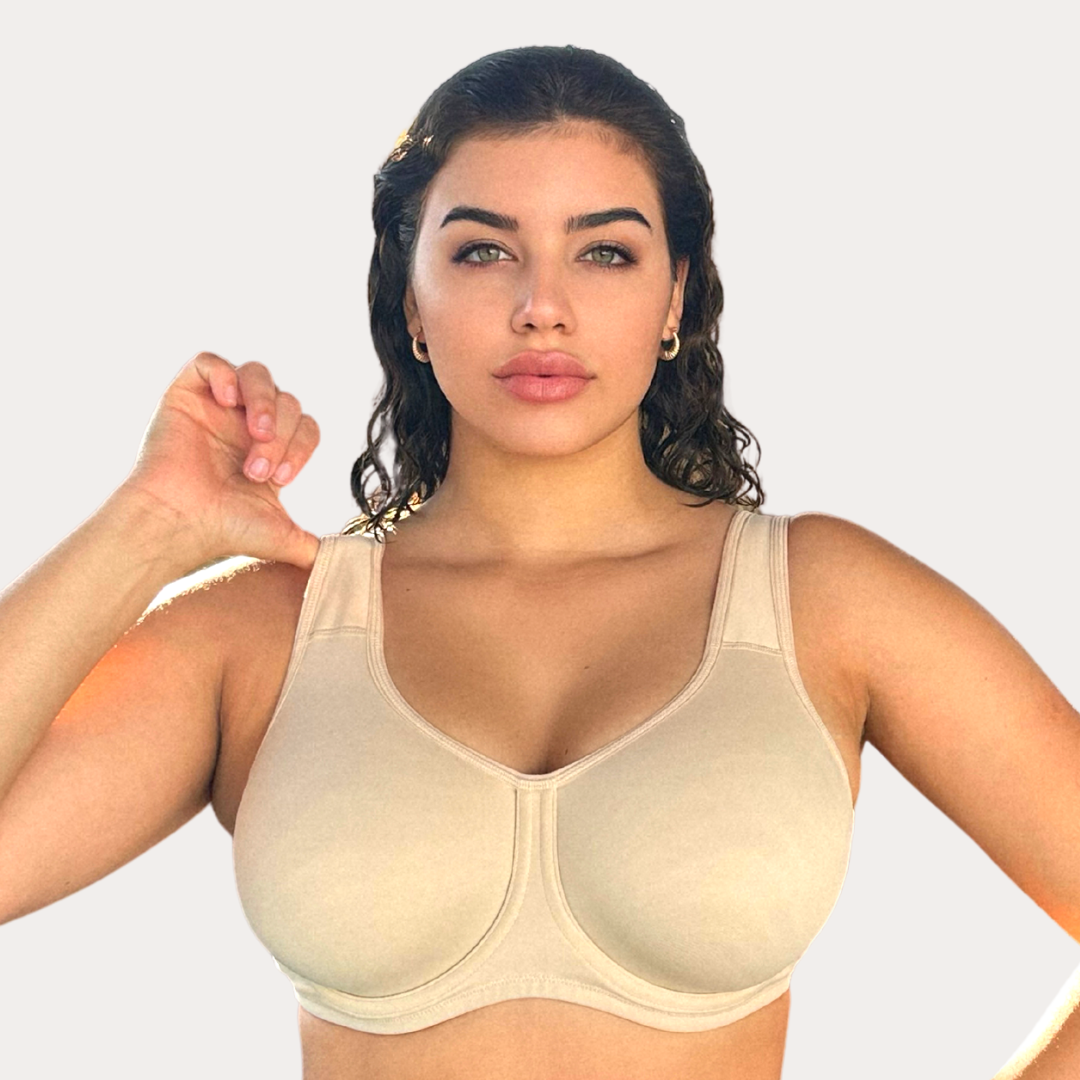 Keyla Supportive Underwire Sports Bra| C-G Cup| Black - Beige