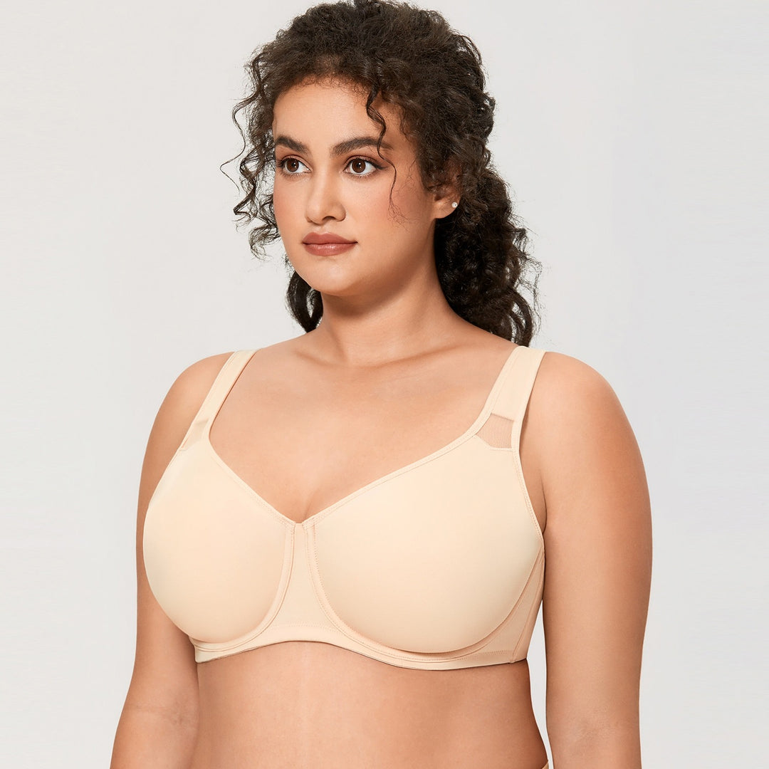 Julia Smooth Underwire Minimizer Seamless Bra | B-H Cup| Beige-Black