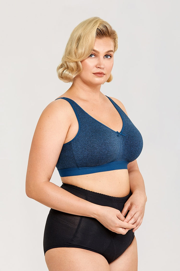 Ayla Unlined Wireless Cotton Sleep Bra |C-G Cup| Red - Indigo