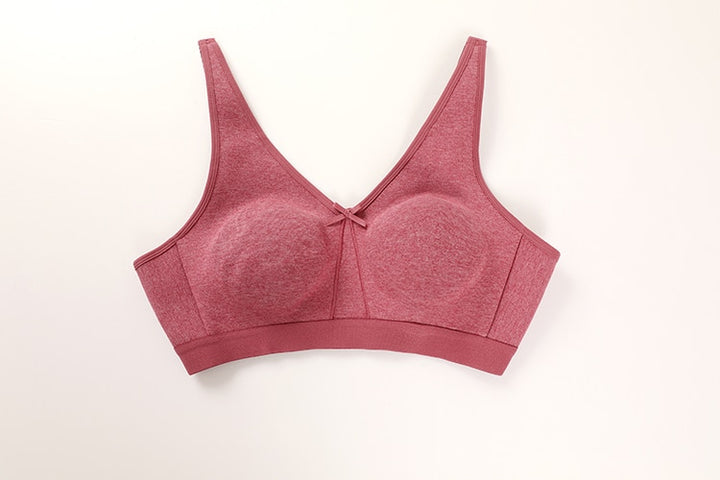 Ayla Unlined Wireless Cotton Sleep Bra |C-G Cup| Red - Indigo