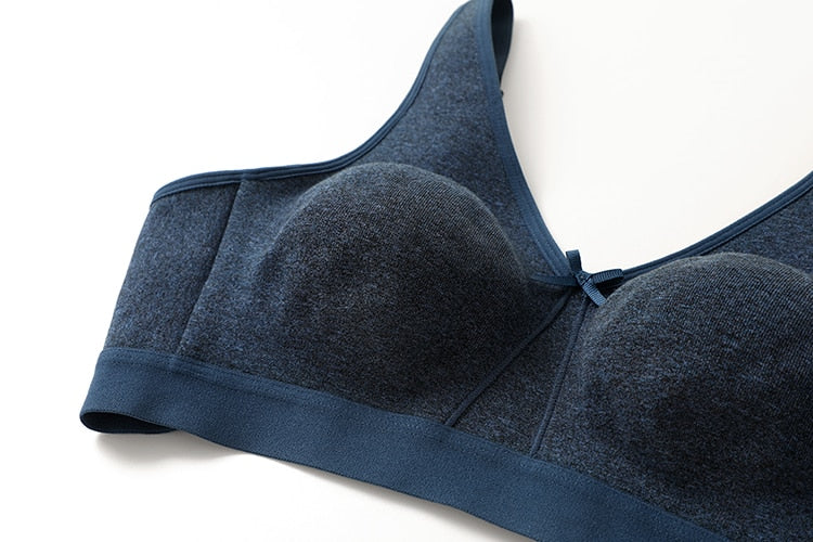 Ayla Unlined Wireless Cotton Sleep Bra |C-G Cup| Red - Indigo