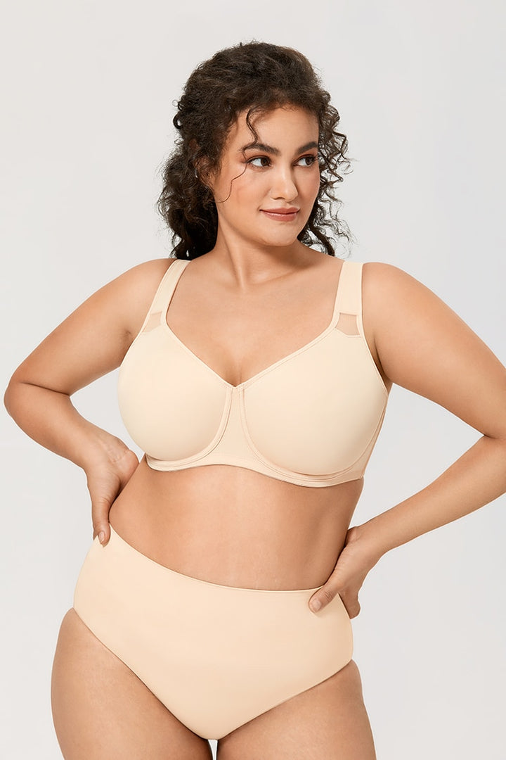 Julia Smooth Underwire Minimizer Seamless Bra | B-H Cup| Beige-Black