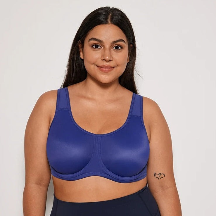 Keyla High Impact Double-layer Outer Underwire Sports Bra| C-G Cup| Blue - Red
