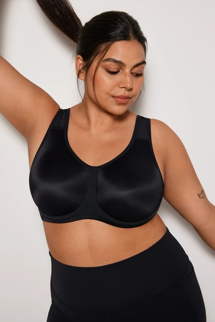 Keyla High Impact Double-layer Outer Underwire Sports Bra| C-G Cup| Black - Beige