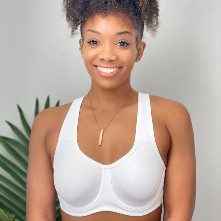 Keyla High Impact Double-layer Outer Underwire Sports Bra| C-G Cup| White - Beige