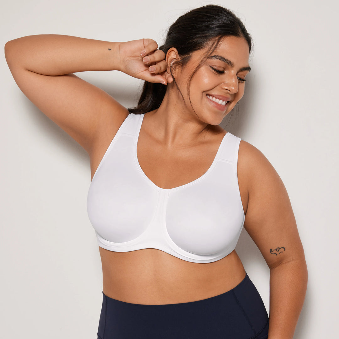 Keyla High Impact Underwire Sports Bra C G Cup White Beige