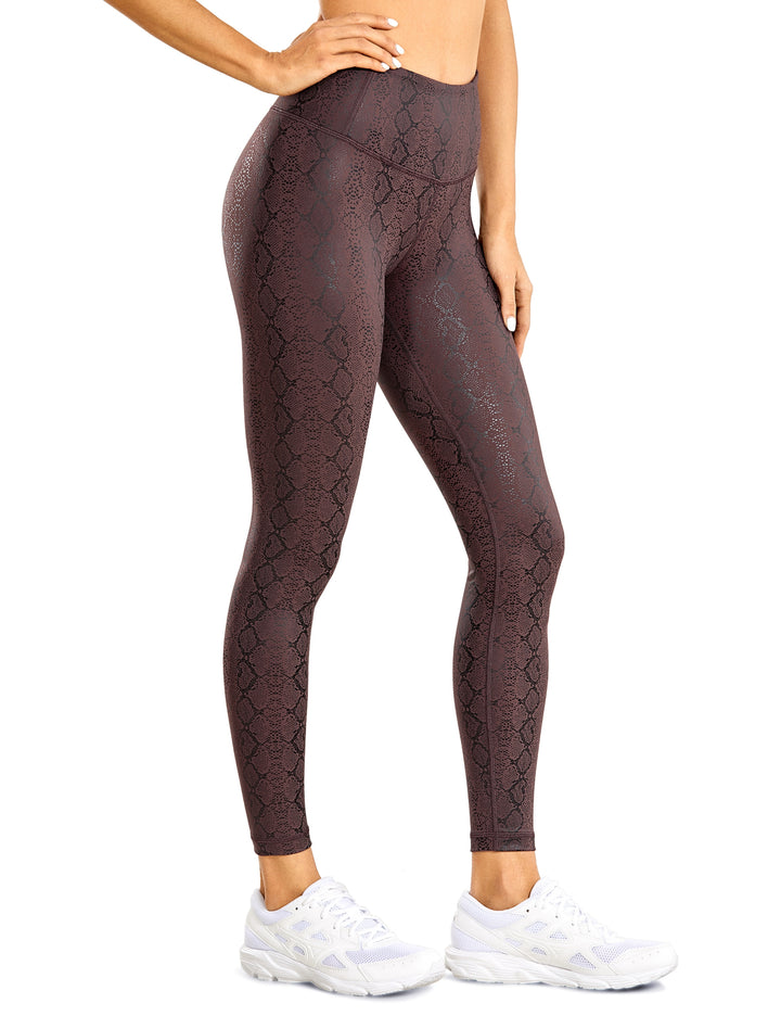Ariel High Waist Faux Leather Matte Coated Leggings - Red/Gray/Purple