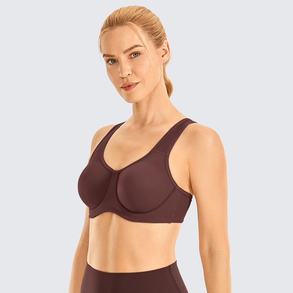 Keyla High Impact Double-layer Outer Underwire Sports Bra| C-G Cup| Dark Green - Taupe
