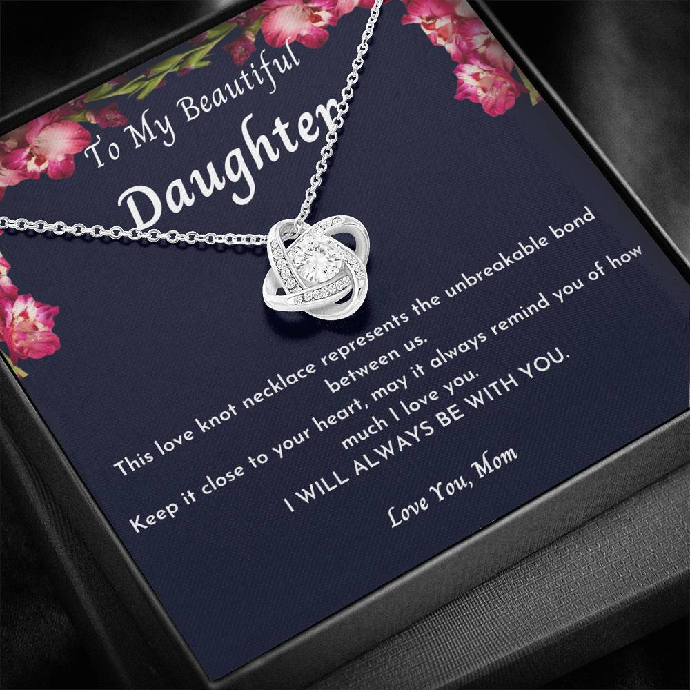Gladiolus White Gold Knot Necklace