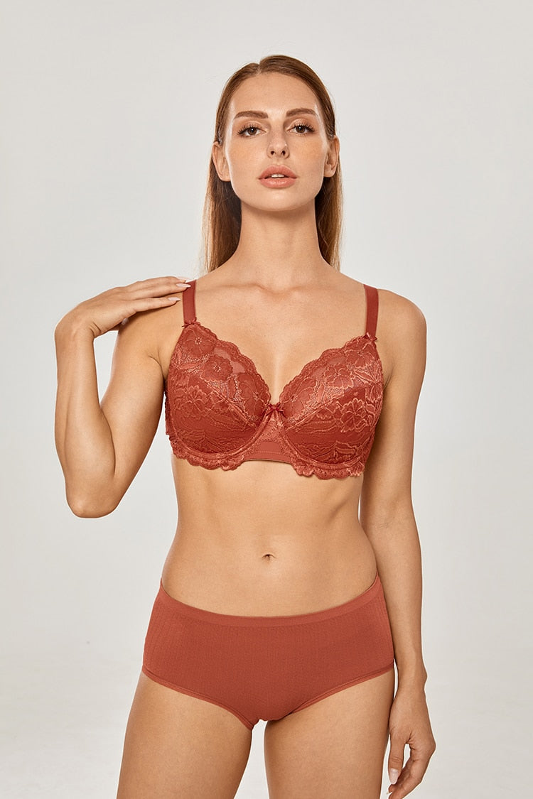 Myra Floral Lace Underwired Minimizer Bra, B - H Cup