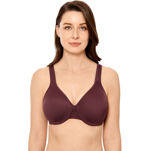 Aviana Smooth Underwire Seamless Minimizer Bra | C - F Cup | Beige - Black - Vermilion