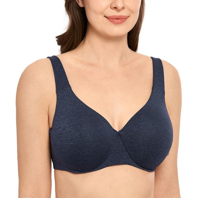 Catalina Seamless Underwire Unlined Minimizer Bra | Camouflage Heather - Sapphire Heather | B-G Cup