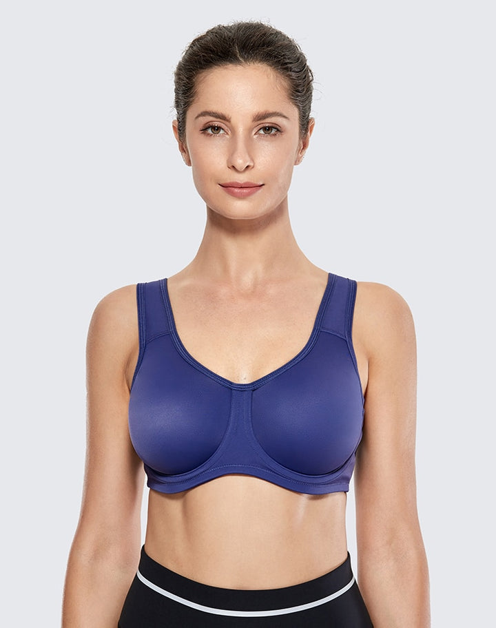 Keyla High Impact Double-layer Outer Underwire Sports Bra| C-G Cup| Blue - Red