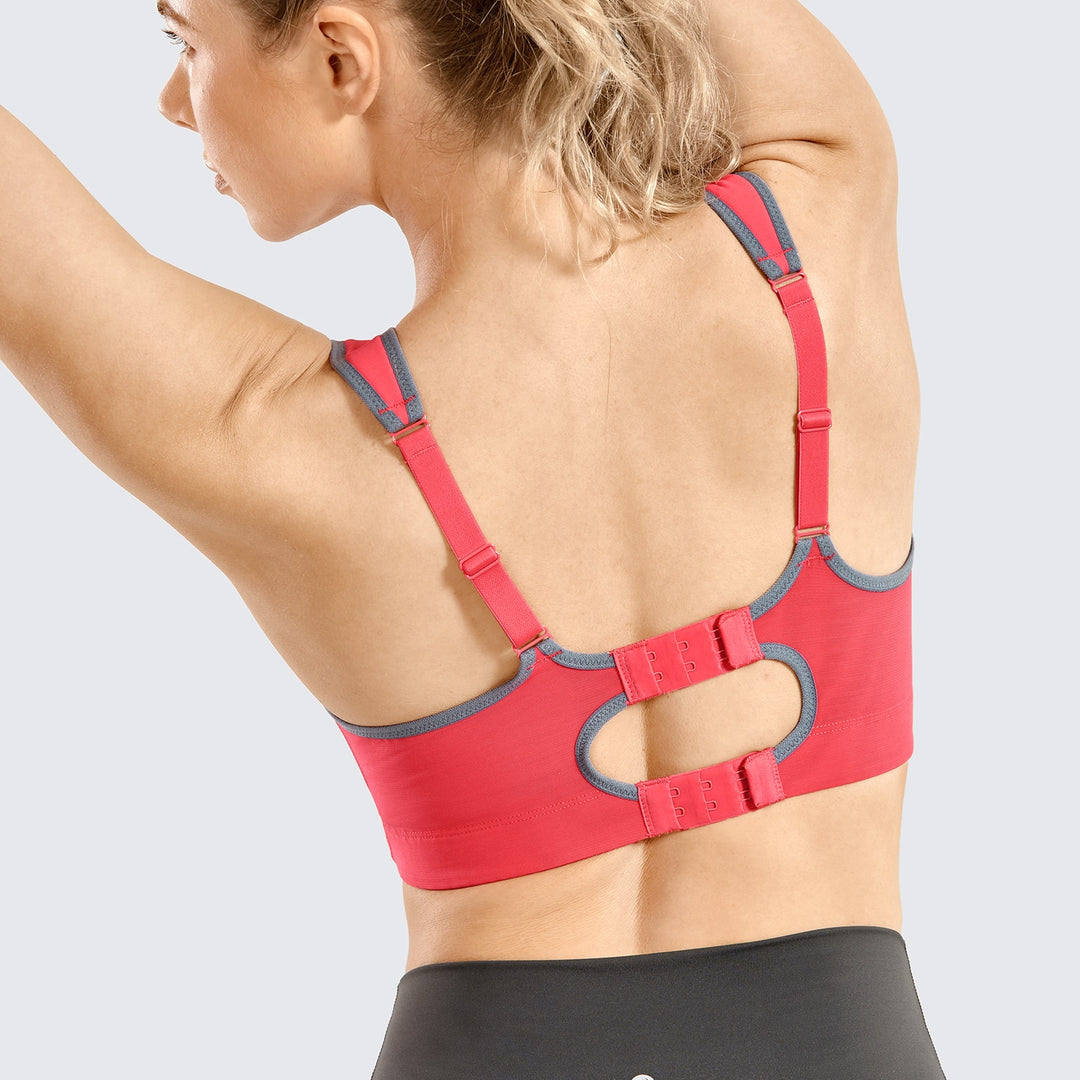 Womens High Impact Wire Free Sports Bra Full Coverage Front