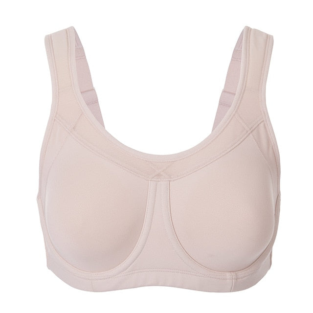 Averi High Impact Underwire Sports Bra With Removable Pads| C-E Cup| Beige - Black - Cinnamon