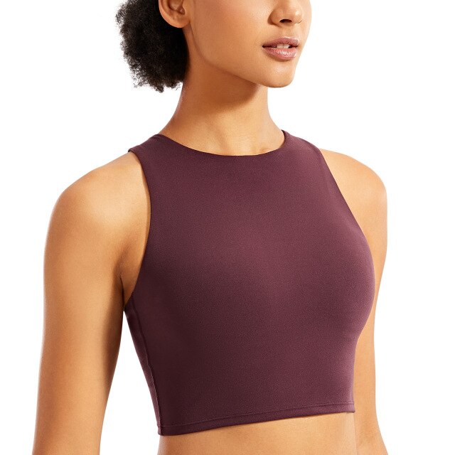 Bria Longline Workout Tank Top with Built in Bra – Rose Garnet