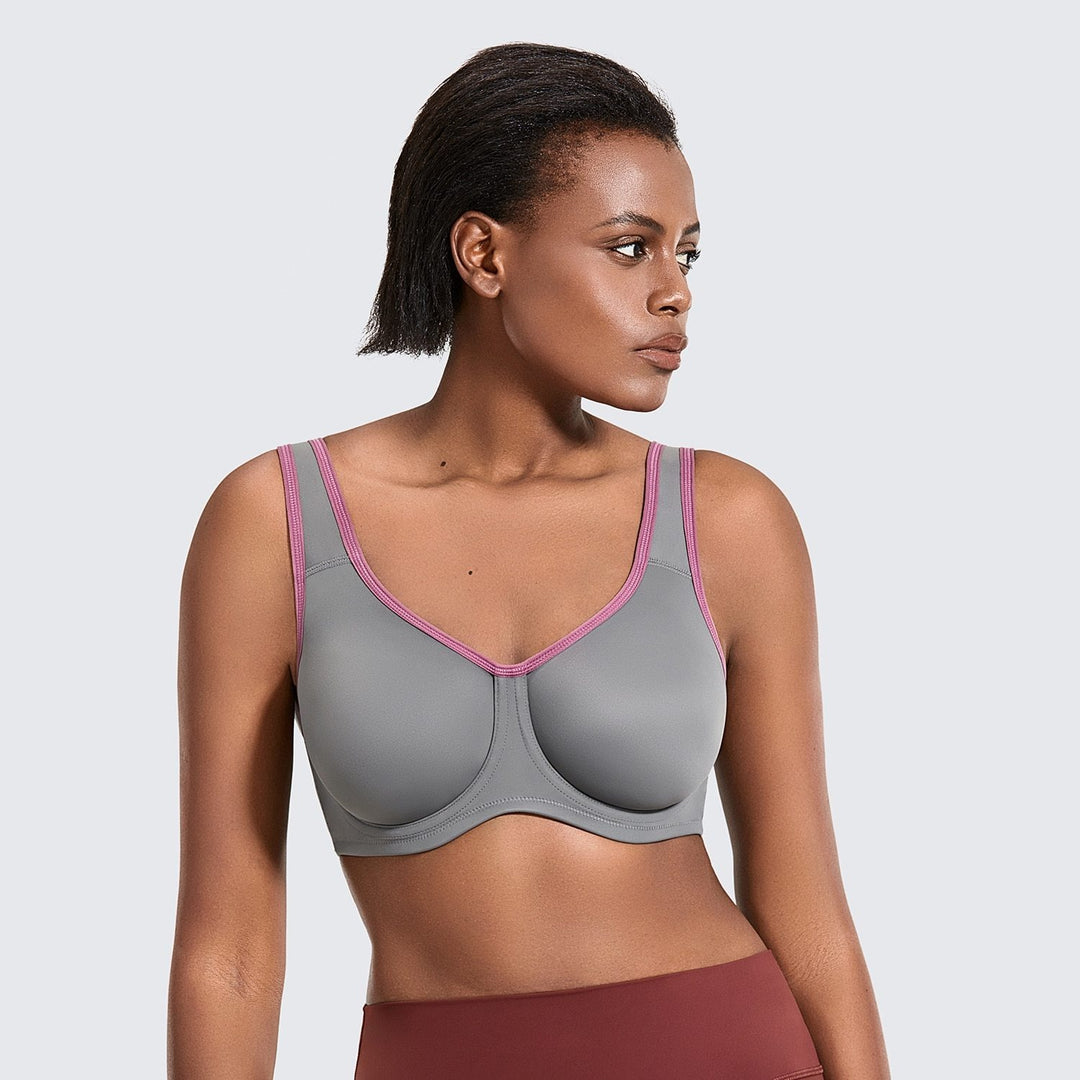 Zariyah High Impact Underwire Sports Bra |C-G Cup |Wall Grey