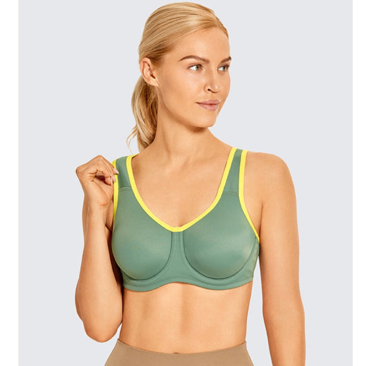 Keyla High Impact Double-layer Outer Underwire Sports Bra| C-G Cup| Aqua - Lotus