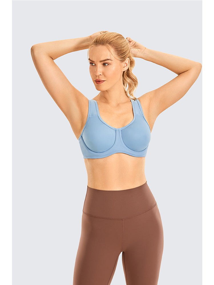 Keyla High Impact Double-layer Outer Underwire Sports Bra| C-G Cup| Aqua - Lotus