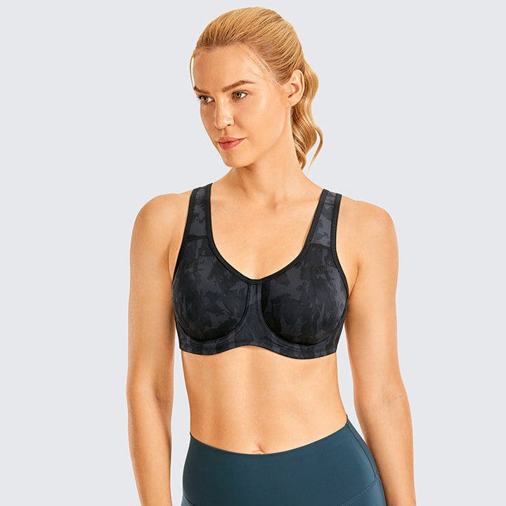 Keyla High Impact Double-layer Outer Underwire Sports Bra| C-G Cup| Dark brush
